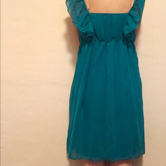 Turquoise Ruffle Midi Dress - Picture 2 of 3